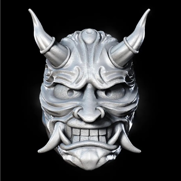 “Oni Mask” Hannya Japanese Horned Demon Gargoyle Ghost Horror Oddity Spooky Stud - Picture 4 of 10